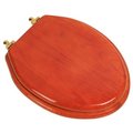 Plumbing Technologies Plumbing Technologies 5F1E2-15BR Designer Solid Elongated Oak Wood Toilet Seat with Polished Brass Hinges; American Cherry 5F1E2-15BR